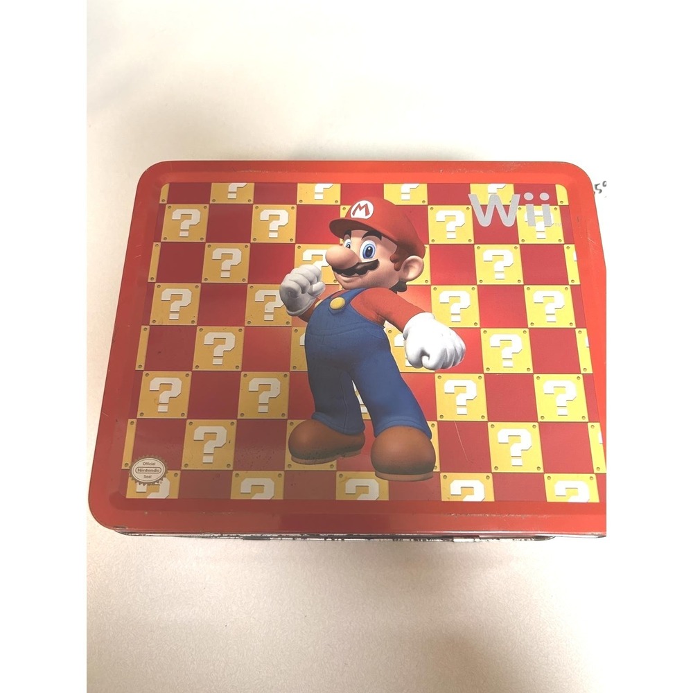 Nintendo Super Mario Wii Metal Tin Lunch Box Red Question Block OS